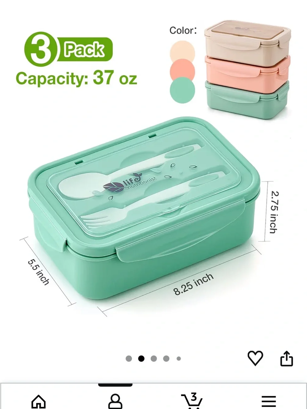 Bento Boxes Set with Utensils - Pink, Green & Gold